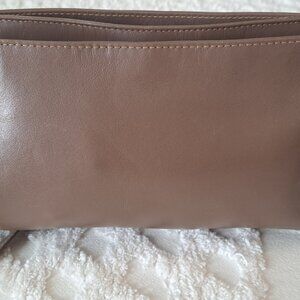 designer Ganson tan clutch with strap